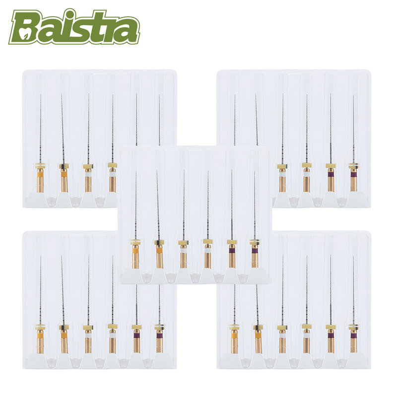 Baistra Dental Nickel Titanium Path File, Endo File, Engine Use, Root Canal Instrument Tools, 25mm Size, 13 #-19 #, Taper 02, 5 Boxes