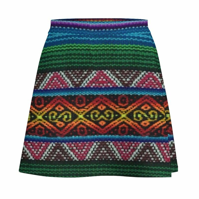 Mini jupe en denim à motif textile péruvien pour femmes, vêtements pour femmes, 600