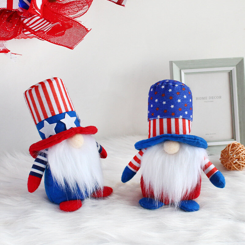 アメリカ独立記念日ストライプ5つ星のフェイスレス人形の装飾かわいい親友の人形ギフト装飾