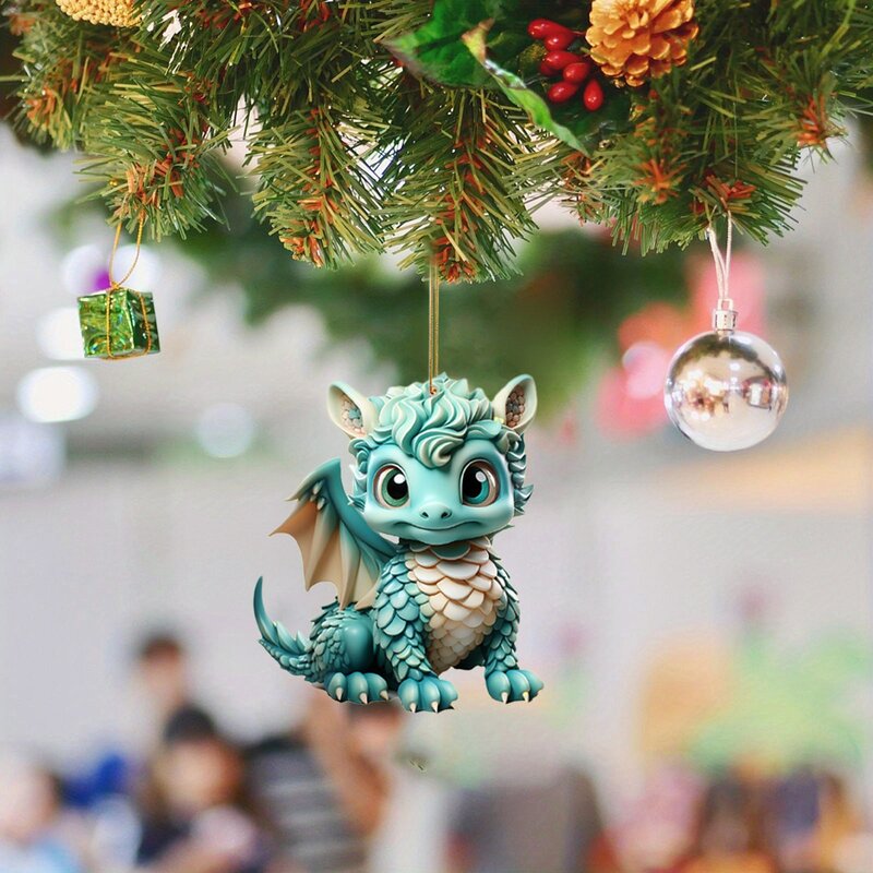 Acrílico Natal pendurado ornamento para a árvore de Natal, dragão, ovo do bebê, pingente, Navidad Acessórios, 2023