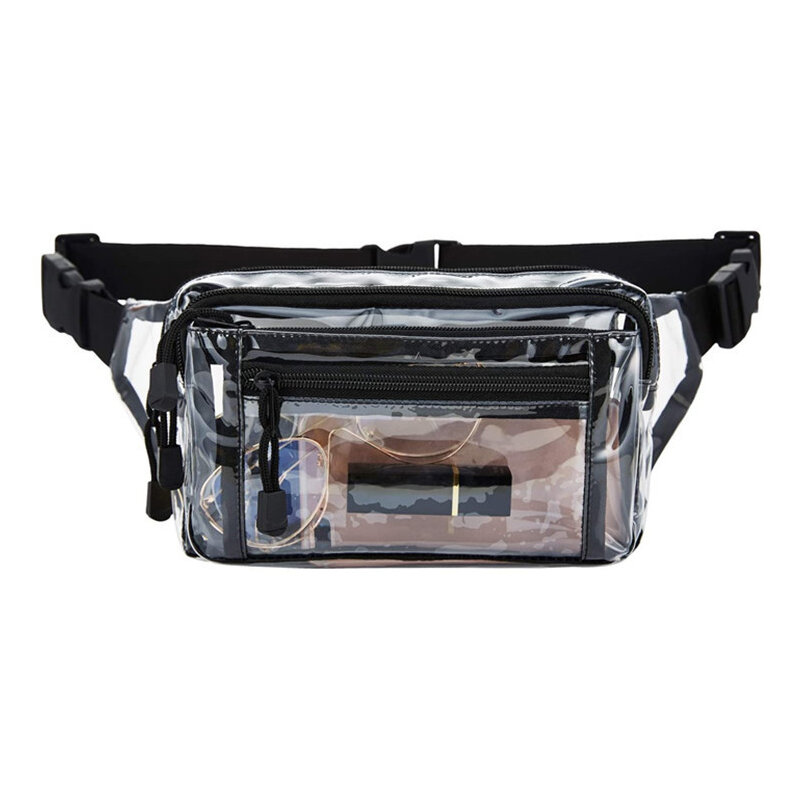 Przezroczysta saszetka biodrowa torba podróżna na kosmetyki z wieloma przedziałami torba wodoodporny Pvc na podróże służbowe i sporty na świeżym powietrzu