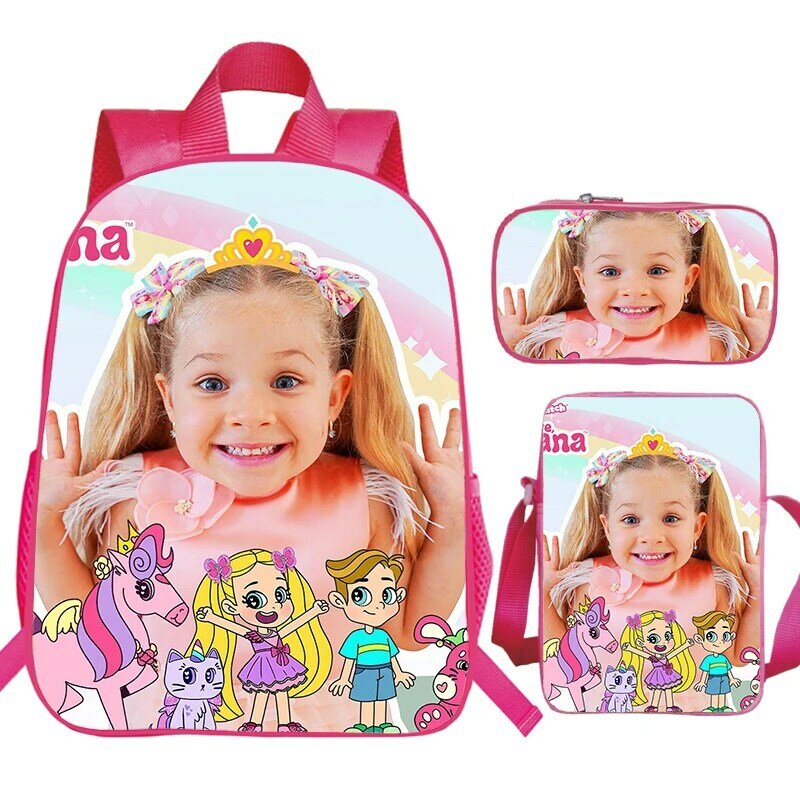 Diana-bolsa de libros Kawaii para niños, mochilas escolares impermeables, Juego de 3 piezas, mochila rosa para niños, bolsa de hombro para niñas de preescolar, regalo