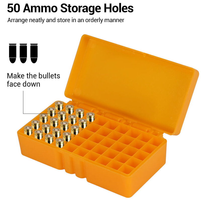 50/100 Rounds Tactical Ammo Box Bullet Shell Holder Box Rifle Cartridge Storage Case Ammo Can per 9mm .223 5.56x39-38 super