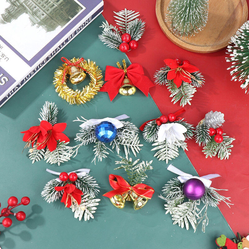 Décor de couronnes de Noël, maison de courses, mini cône enrichi, cloche, pendentif, cadeau de bricolage, 5 pièces