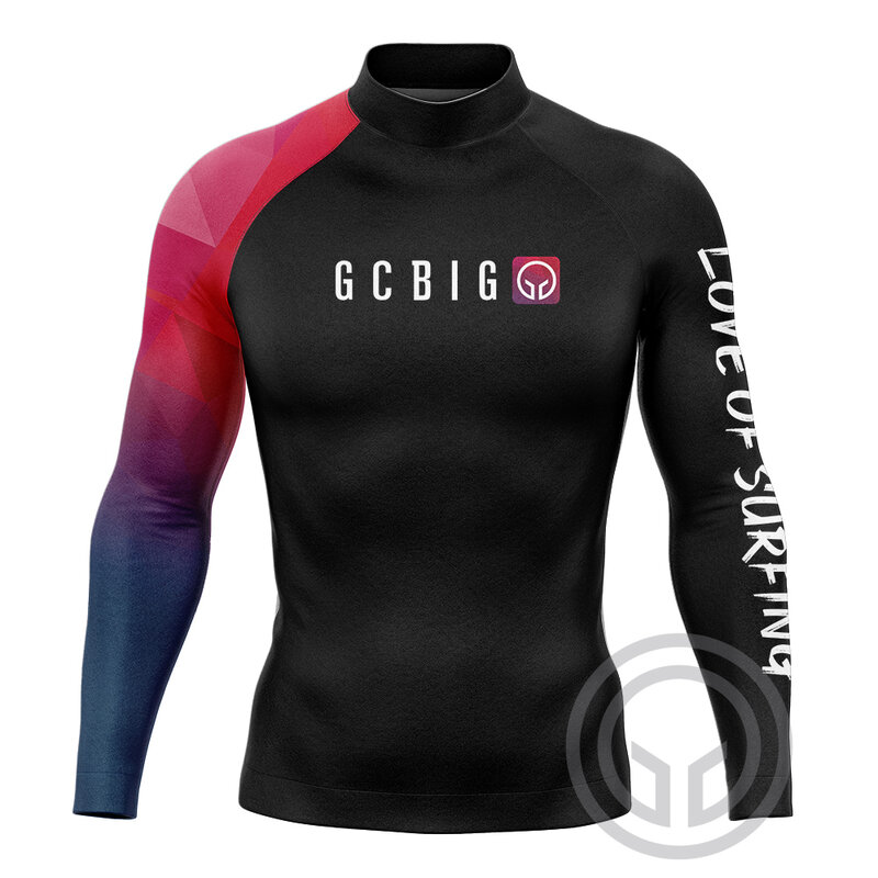 Kaus berselancar pria, pakaian olahraga lengan panjang GCBIG, kaus Surfing 2023 atasan pelindung Uv