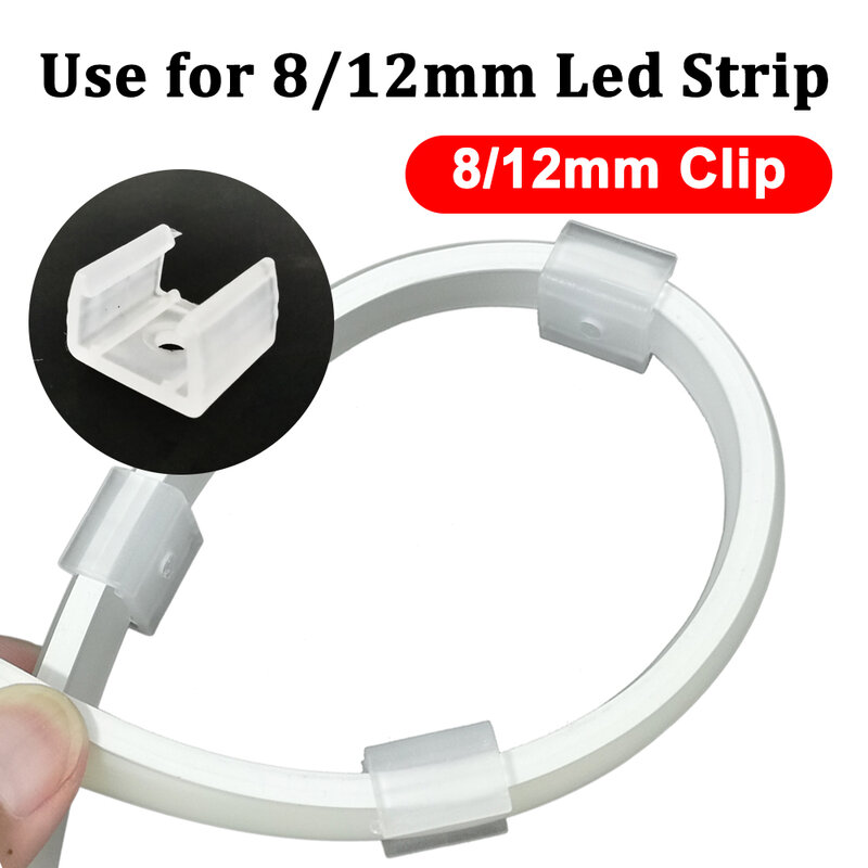 6mm 8mm 12mm LED Strip Fix clip connettore per il fissaggio 2835 luce al Neon 220V COB fibbia in plastica accessori flessibili di alta qualità