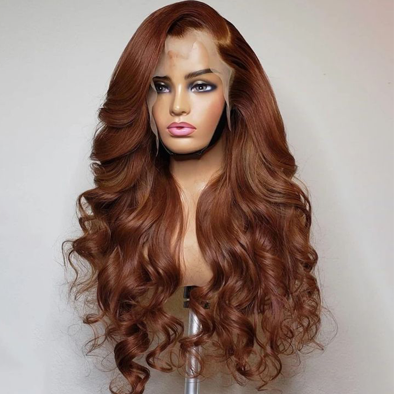 Perruque Lace Front Wig Body Wave sans colle brésilienne naturelle, cheveux humains, brun chocolat HD, 13x4, 360, pre-plucked, pour femmes