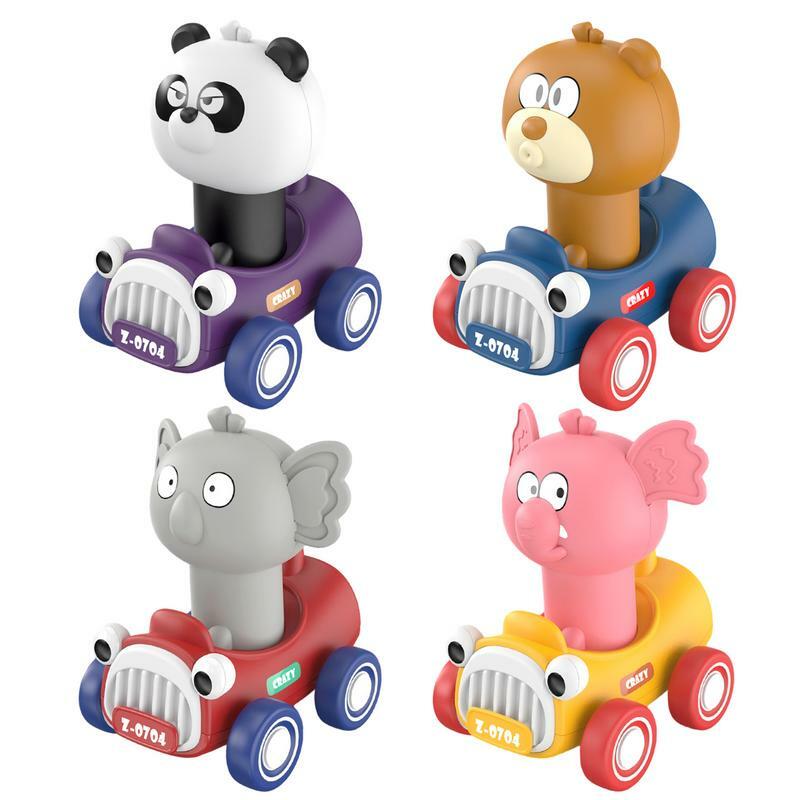 Leuke Dierenpers & Ga Speelgoedauto 'S Creatieve Cartoon Dieren Educatief Aangedreven Opwindspeelgoedauto Geweldig Verjaardagscadeau Voor Kinderen 3 +