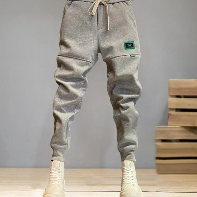 Calças de moletom de pelúcia grossa Harajuku para homens, moletom hip-hop, calças harém casual masculina, corredores de carga, streetwear