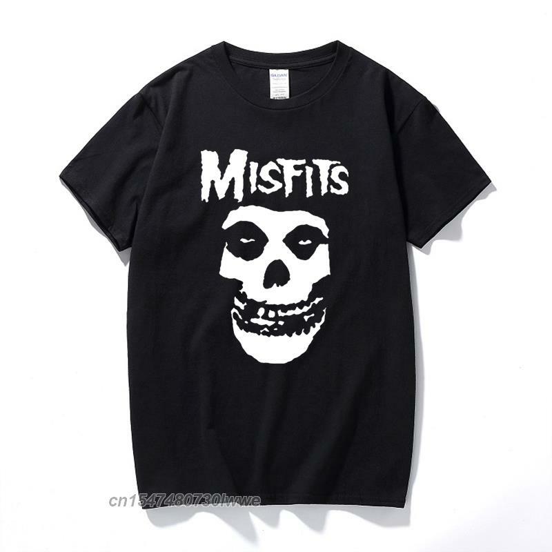 새로운 남성 힙합 펑크 해골 Misfits 브랜드 면화 짧은 소매 티셔츠 멋진 디자인 남성 여름 기본 탑스