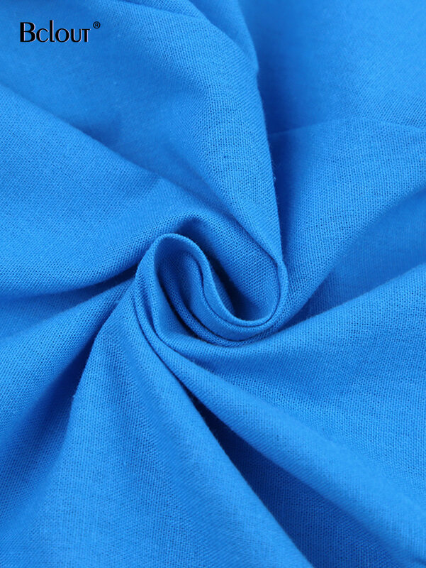 Bclout pantaloncini di lino blu estivi set 2 pezzi abiti donna 2023 vacanza scollo a v Sexy Crop top moda sottile pantaloncini dritti vestito