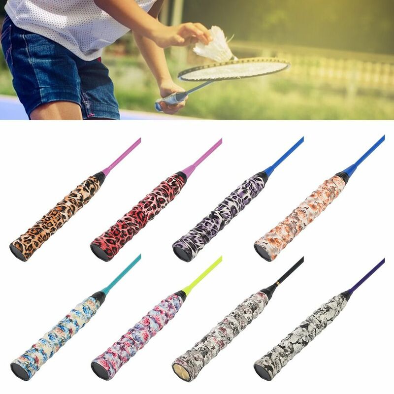 Leopard Print Badminton Racket Overgrips, impressão de flores, auto-adesivo, fita antiderrapante Grip, raquete de tênis, multi cor sobre apertos