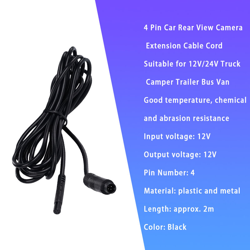 Kabel ekstensi suku cadang pengganti, kabel ekstensi, kamera dasbor perpanjang, kabel pengganti kamera belakang, konektor pengganti 4 Pin perlengkapan mobil