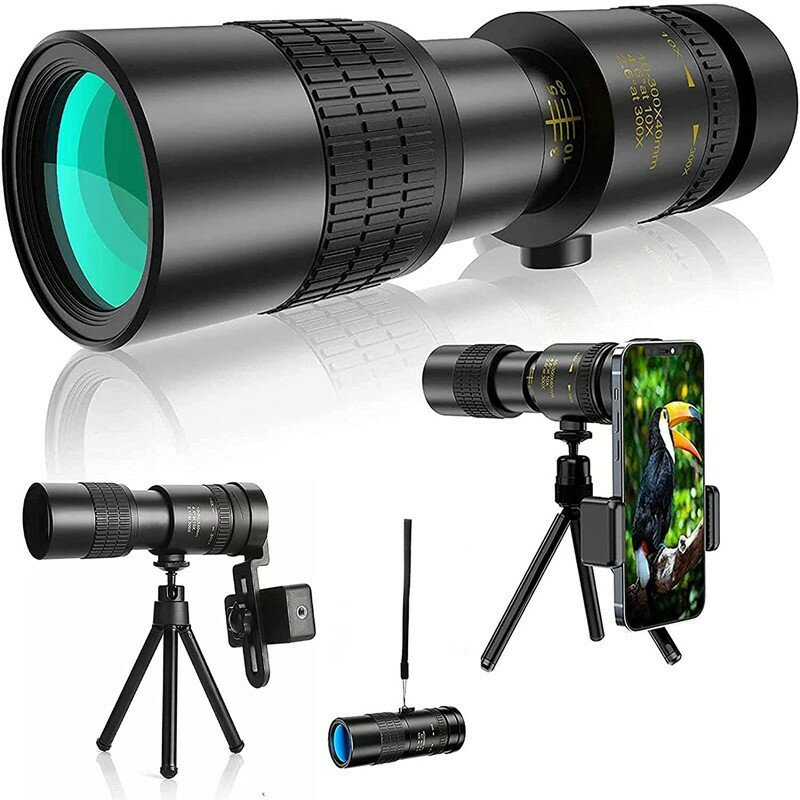 Powerful 300x40 HD Monocular Telescope Long Range Zoom With Tripod Phone Clip For Outdoor Hunting Camping Tourism