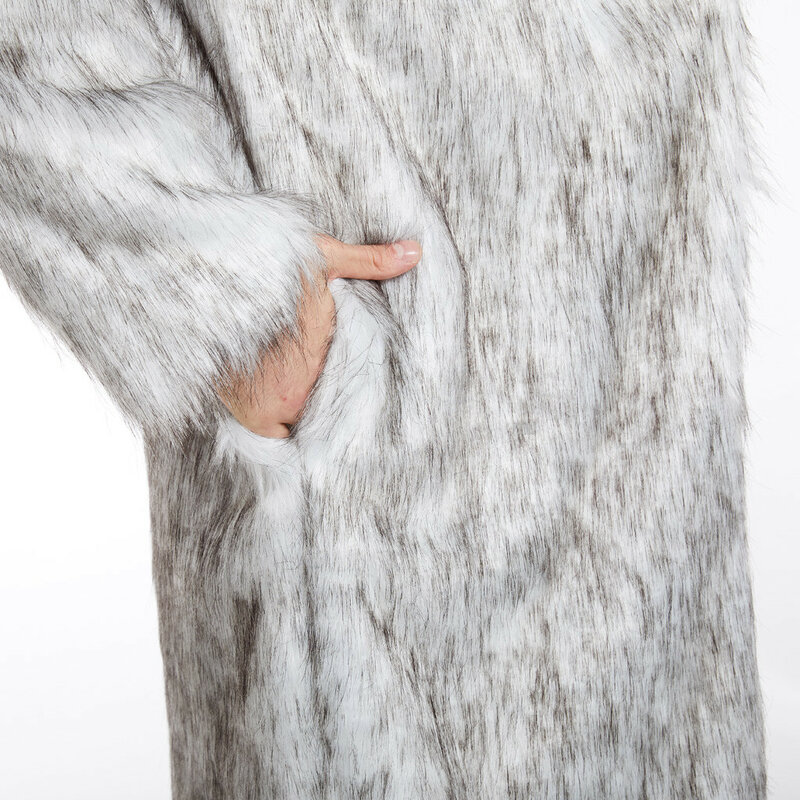 フェイクフォックスファーのメンズコート,冬服,厚手のフリースの裏地,柔らかくて大きいサイズ,暖かい,新しい2023