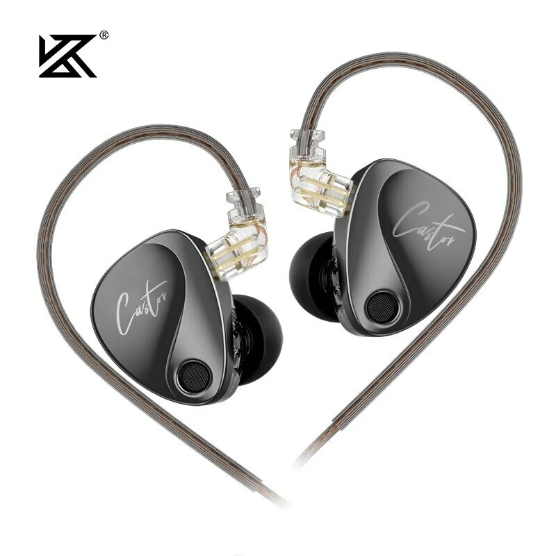 KZ-Dynamic Hi Fi Earphones, In Ear Castor, 2DD, High-End, Ajustável, Armadura Equilibrada, Monitor de Auscultadores, Cancelando Earbuds
