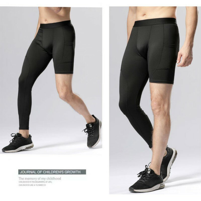 Pantalones de compresión ajustados para hombre, mallas deportivas para correr, mallas de secado rápido para entrenamiento, pantalones de chándal de alta elasticidad