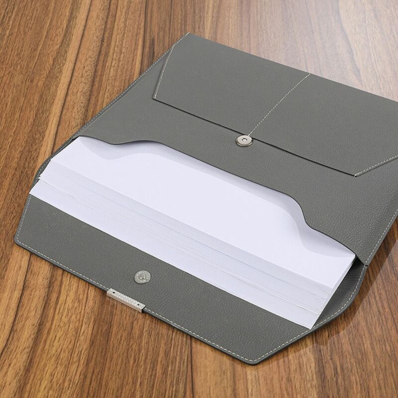 Simples A4 Arquivo Bolso Pasta, Dustproof, Encerramento Snap, Documentos Bolsa, Grande Capacidade, PU Leather, Business Folder