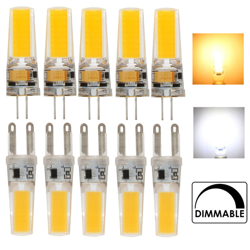 5Pcs Dimmable G4 G9 COB LED Light Bulbs 12V 220V Volt 3W 6W Lamp Replace 40W Incandescent Halogen Chandelier Lighting Decorative
