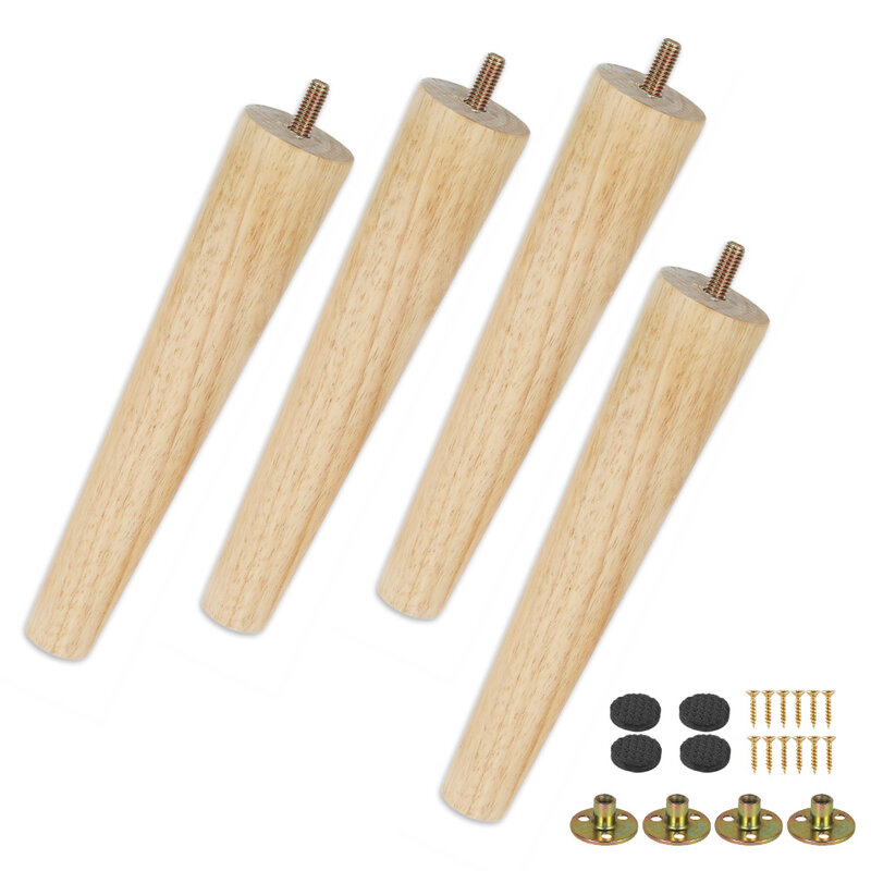 Solid Wood Furniture Legs Kit 8/15/20cm Height Furniture Feet Sloping Cone Sofa Bed Cabinet Table and Chair Replacement Sofa Leg