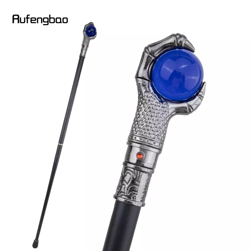 Silver Dragon Claw Grasp Colorful Glass Ball Walking Cane Fashion Decorative Walking Stick Gentleman Cosplay Crosier 93cm