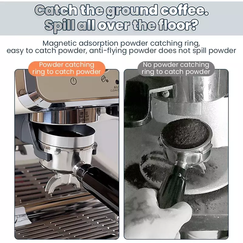 에스프레소 커피 도징 링 마그네틱 커피 도징 깔때기, 알루미늄 포타필터, 안티 플라이 커피 파우더 링 도구, 51mm, 53mm, 58mm