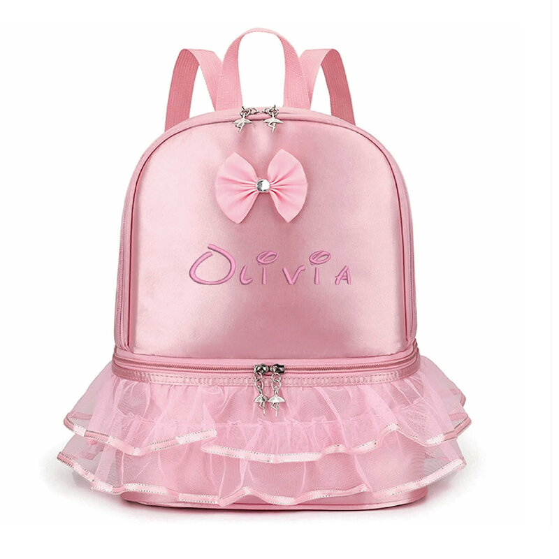 حقيبة باليه مطرزة مخصصة للفتيات الصغيرات حقيبة ظهر للرقص مع حجرة أحذية منفصلة لحقيبة الأطفال الصغار