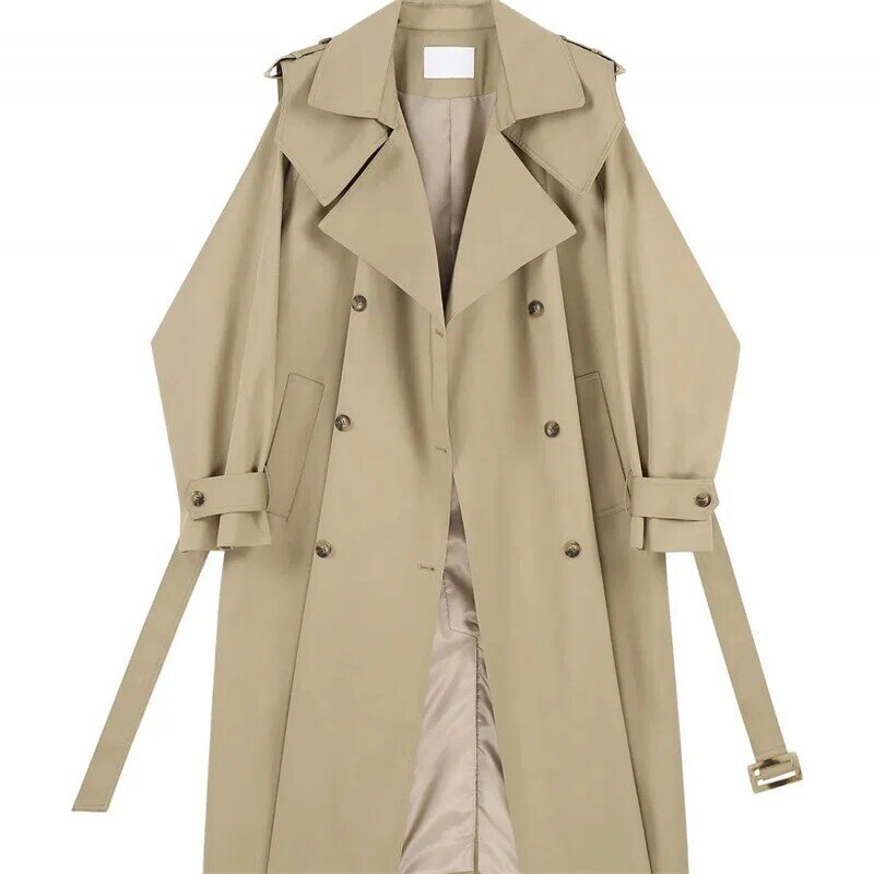 2024 nuova moda primavera/estate Trench femminile doppio petto di media lunghezza Lace Up cappotto giacca a vento da donna Slim Fit in stile britannico