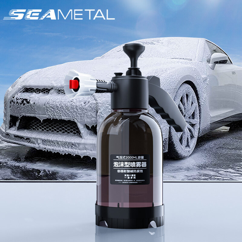 SEAMETAL-pulverizador de espuma de mano para limpieza del hogar y coche, bomba de mano de 2L con arandela neumática, botella pulverizadora de alta presión para lavado de coches