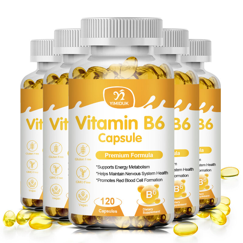 كبسولات فيتامين B6 ، استقلاب الطاقة ، يساعد القلب ، صحة الأوعية الدموية ، الكلى والعين ، مكمل ب مركب