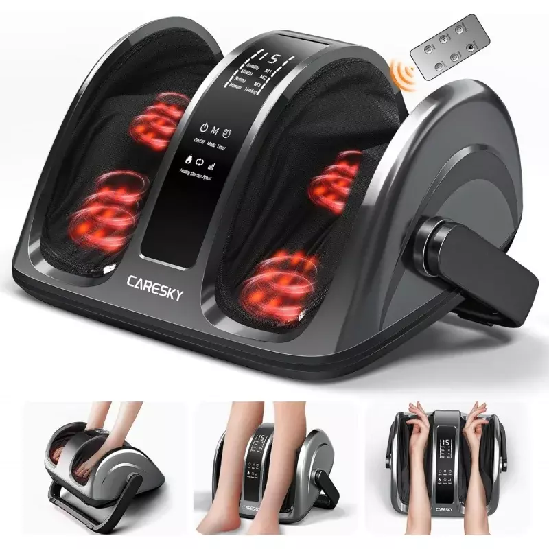 Shiatsu Foot Massager Machine with Heat & Remote, Upgraded 3-Heating for Circulation and Pain Relief, 7-in-1 Deep Kneading R