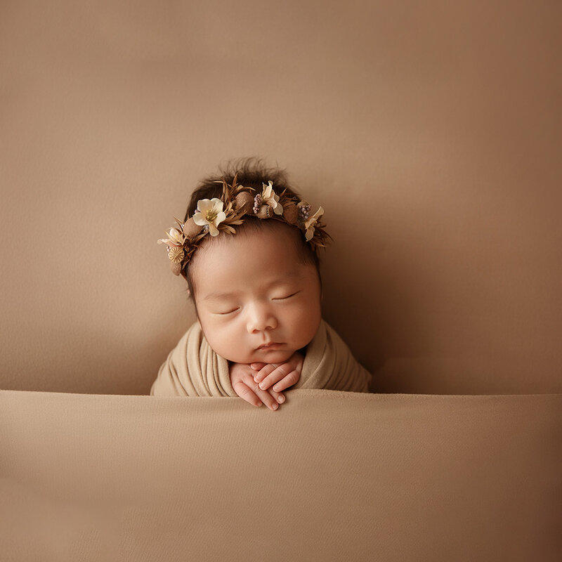 Fotografia adereços para bebê recém-nascido, envoltório elástico alto macio, chapéu de boa noite, boneca urso, orelhas de ovelha, boné, brinquedo, headflower, foto