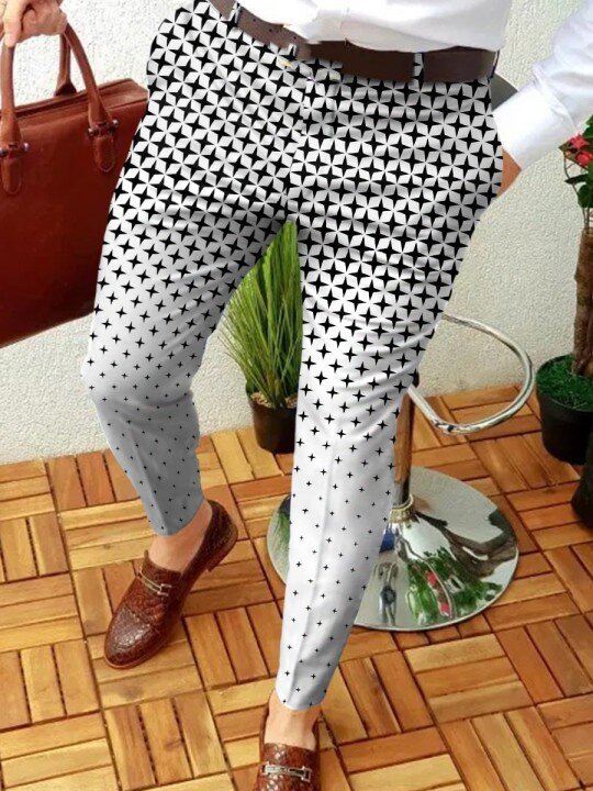 Herren Business Casual Hosen geometrische Muster drucken gerade lange Hosen Herren Frühling Herbst Mode Streetwear Herren Kleidung