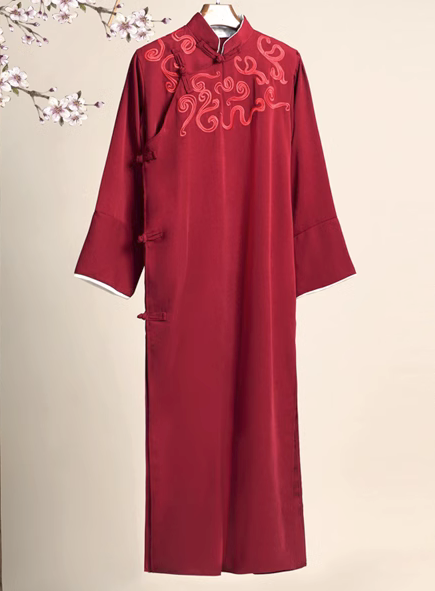 Халат в китайском стиле стоячий воротник, наклонная передняя часть, костюм Тан в стиле ретро, костюм для выступлений