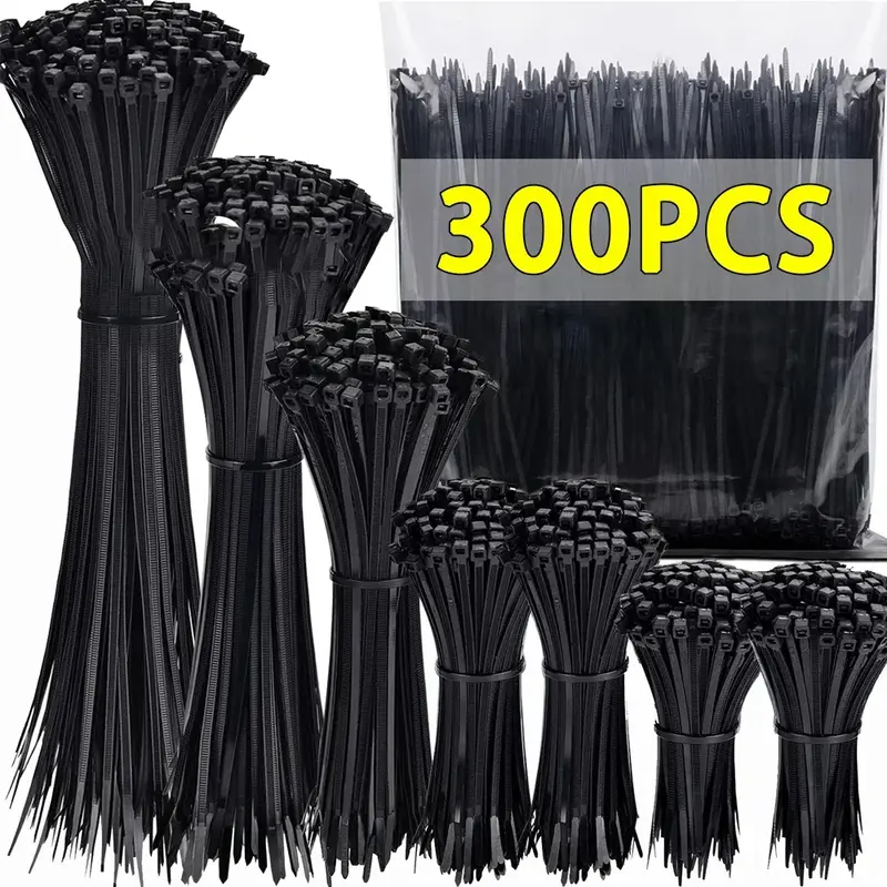 300/100 buah ikatan kabel nilon plastik dapat dilepas mengunci sendiri tali pengikat kabel pengencang Loop pengikat kawat dapat digunakan kembali untuk rumah kantor