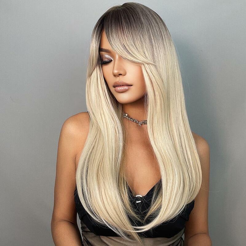 Gradient Wig Lace Frontal Human Hair Wigs Straight Closure Wig  Natural Hair Wig Gray Ash Blonde Synthetic Wigs Brazilian Hair