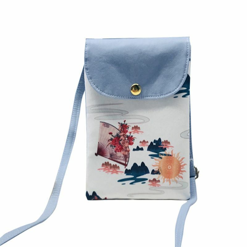 여성용 미니 숄더백, 미적인 중국 레트로 휴대폰 립스틱 이어폰 보관 가방, 휴대용 야외 동전 카드 가방, 1 개