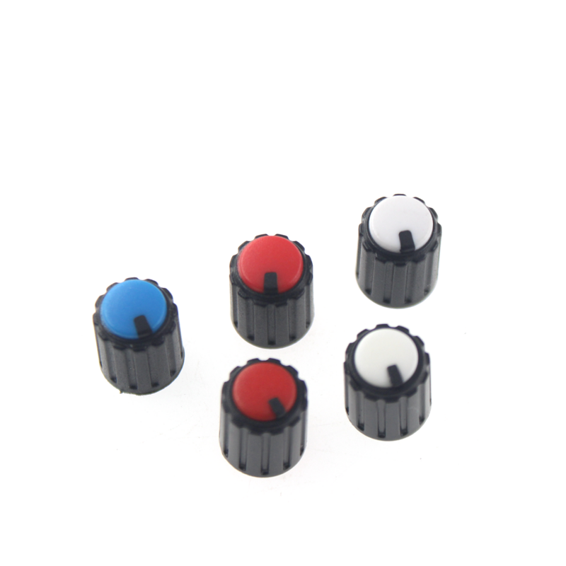 20PCS Dual color knob 10 * 12mm small volume adjustment hat flower shaft 6mm half axis potentiometer power amplifier sound