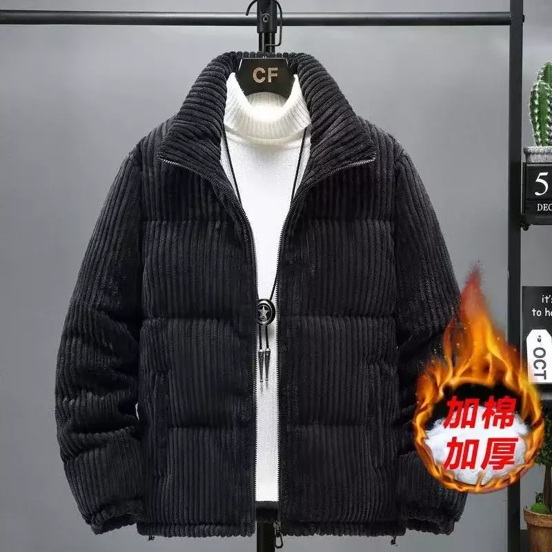 Outono inverno jaqueta masculina parkas grosso quente streetwear algodão casaco masculino gola sólida zíper casaco de inverno outwear M-5XL