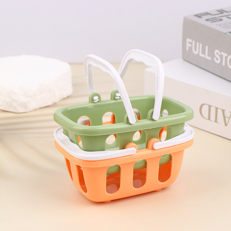 1PC Miniature Storage Basket Pretend Play Toys Kids Mini Supermarket Shopping Hand Basket Model Doll House kitchen Accessery