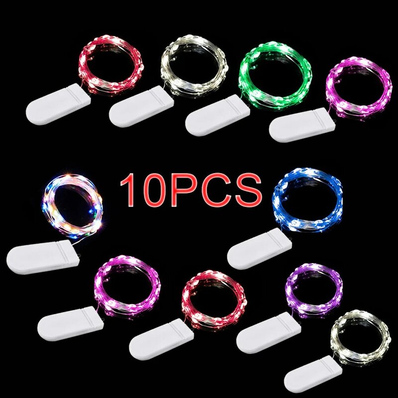 10PCS Led Copper Wire Fairy Lights Button Battery Powered 1M 2M3M5M LED String Lights DIY Wedding Party Christmas Garland Lights