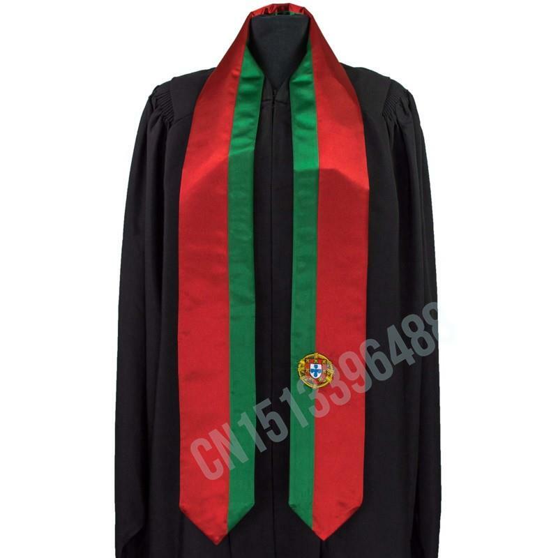 Écharpe de remise de diplôme, drapeau du Portugal, imprimé, écharpe, ceinture, étude internationale à l'étranger, accessoire de fête unisexe pour adultes