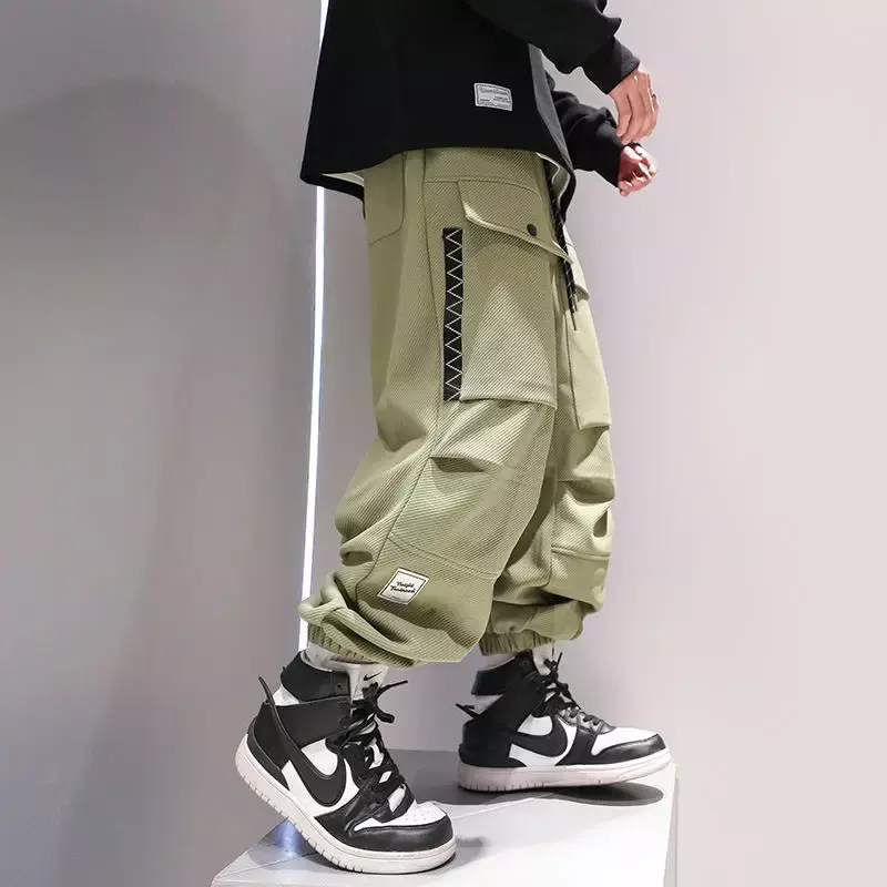Pantalones de chándal con bolsillos grandes para mujer, ropa deportiva informal Simple, estilo japonés, Y2k, moda coreana