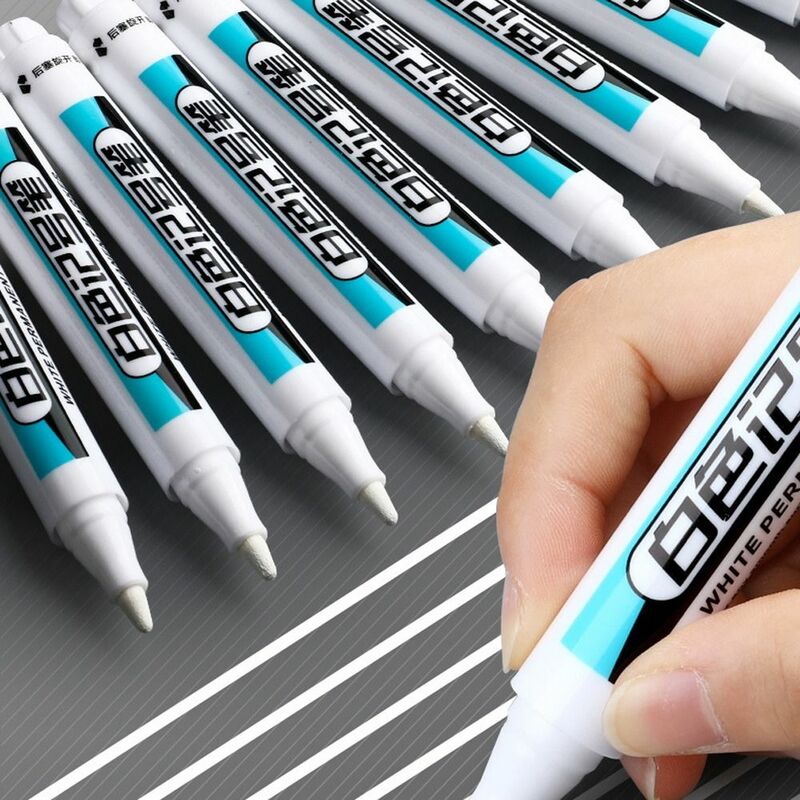 Caneta de pintura permanente branca, impermeável, secagem rápida, canetas oleosas, branca, não fácil de desvanecer-se, 0.7mm, 1.0mm, 2.5mm