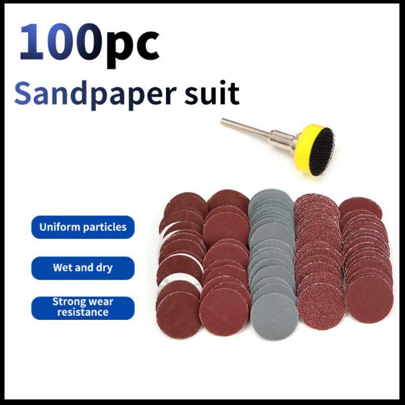 Sandpaper 1/8 Shank Diameter Electric Polishing 1 Inch 100 Pieces Sandpaper Set Grinding Disc Polishing Polishing Paper Suit