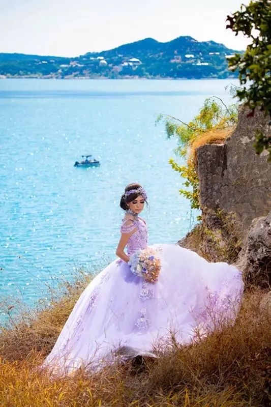 Luxury Light Purple Ball Gown Quinceanera Dresses Lace Applqiues Sweet 16 Court Train Vestidos De 15 Birthday Princess Party