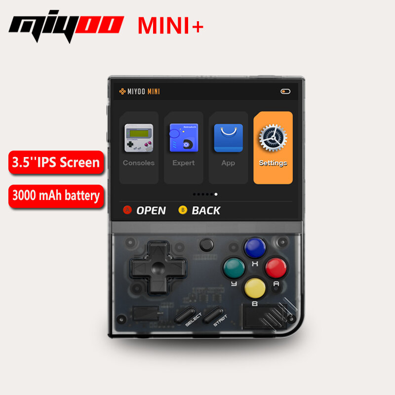 MIYOO Konsol Game Genggam Retro Portabel Plus Mini 3.5 Inci Layar IPS HD Hadiah Anak-anak Sistem Linux Emulator Game Klasik
