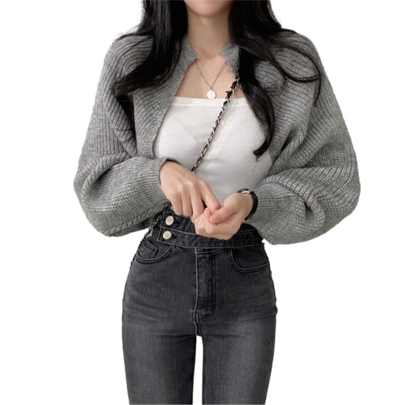 Womens Shrug Boleros Cropped Cardigan Long Sleeve Open Front Sweaters Cardigan