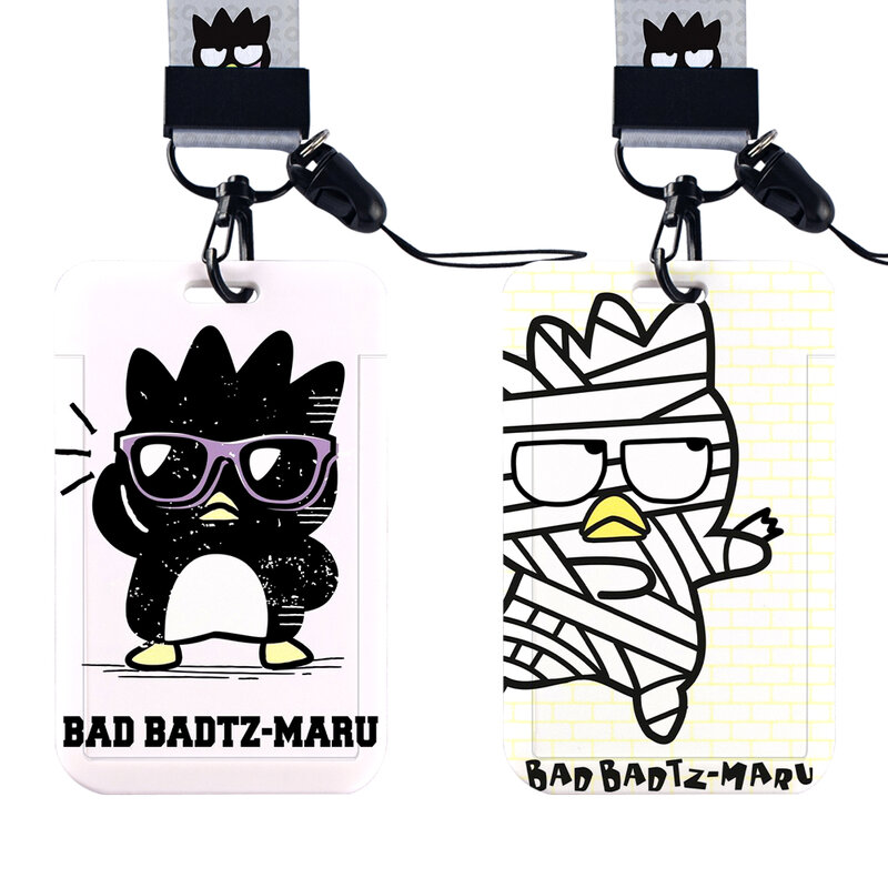 W 주식 블랙 펭귄 BADTZ-MARU 끈, 카드 넥 스트랩 끈, 거치대 행잉 로프, 학교 소년 ID 배지 거치대 키체인