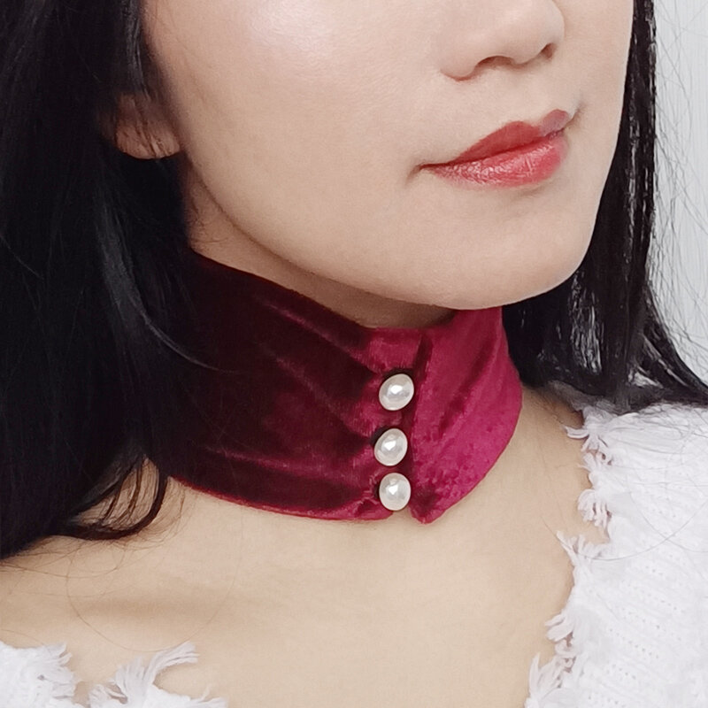 Новый Популярный корейский выпуск, элегантный красный шейный орнамент Y891, шейный обруч, персонализированный многоцветный женский золотой бархатный воротник Ne